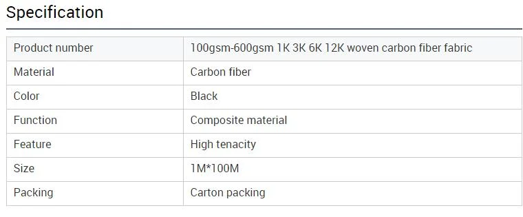 Carbon Fiber Product/Carbon Fibre Fabric 1K 3K 6K 12K